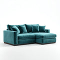 Divano angolare con chaise longue destra verde petrolio 250 x 160 x 85 cm velluto di poliestere forma a L