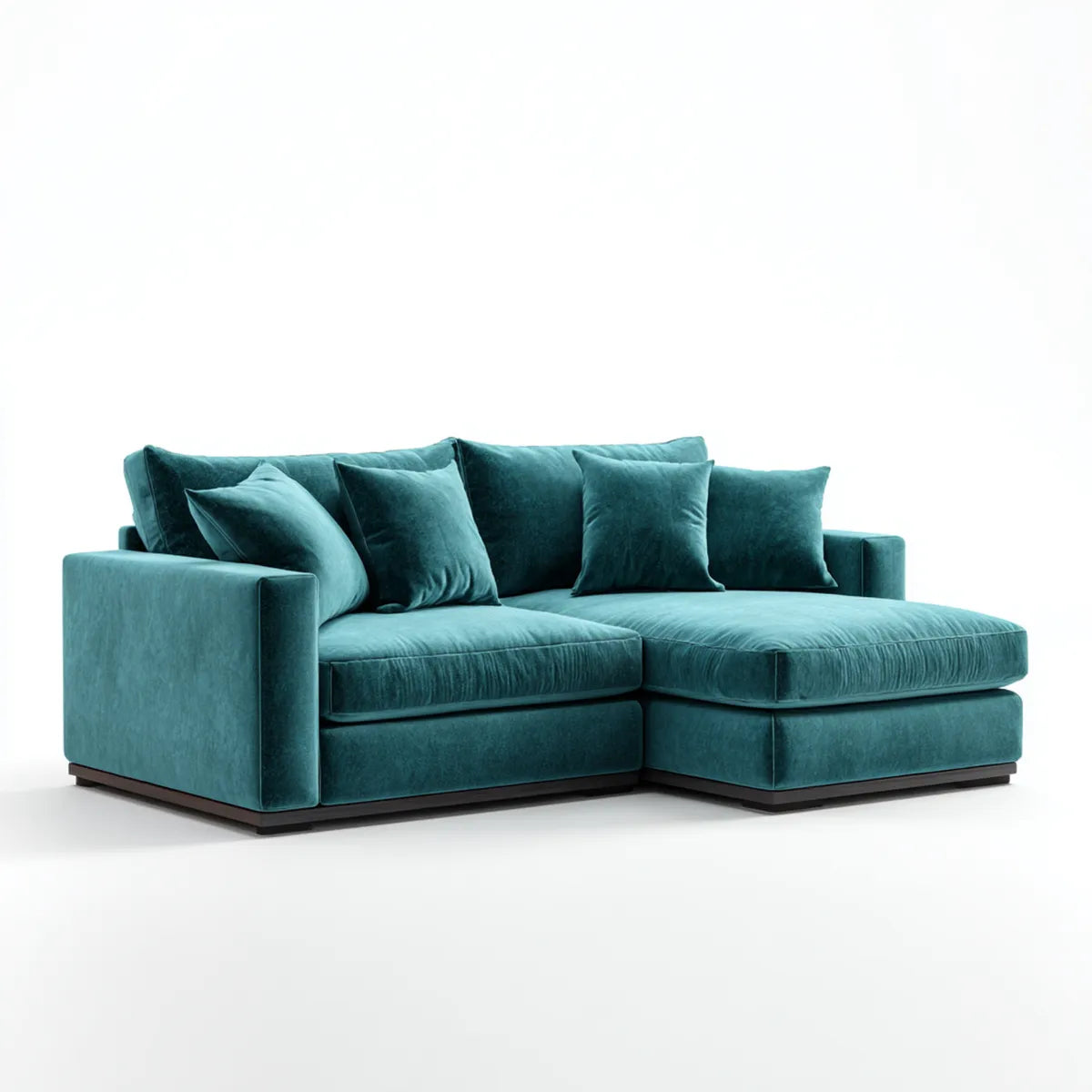 Divano angolare con chaise longue destra verde petrolio 250 x 160 x 85 cm velluto di poliestere forma a L
