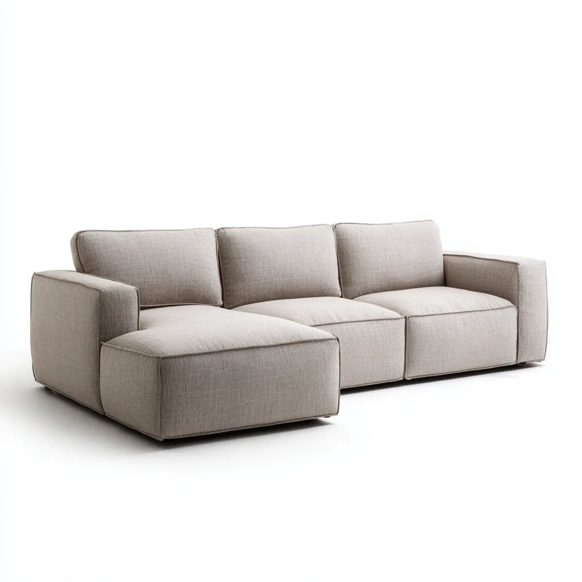Divano angolare 3 posti con chaise longue sinistra beige 280 x 165 x 85 cm rivestimento in poliestere forma a L