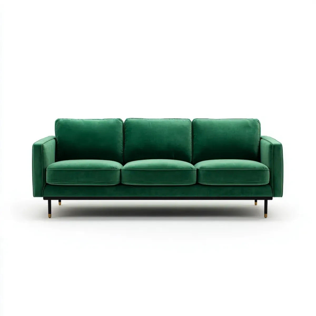 Divano 3 posti verde smeraldo in velluto di poliestere rettangolare 210 x 85 x 85 cm