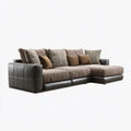 Divano angolare con chaise longue marrone e nero 290 x 180 x 88 cm in poliuretano e poliestere