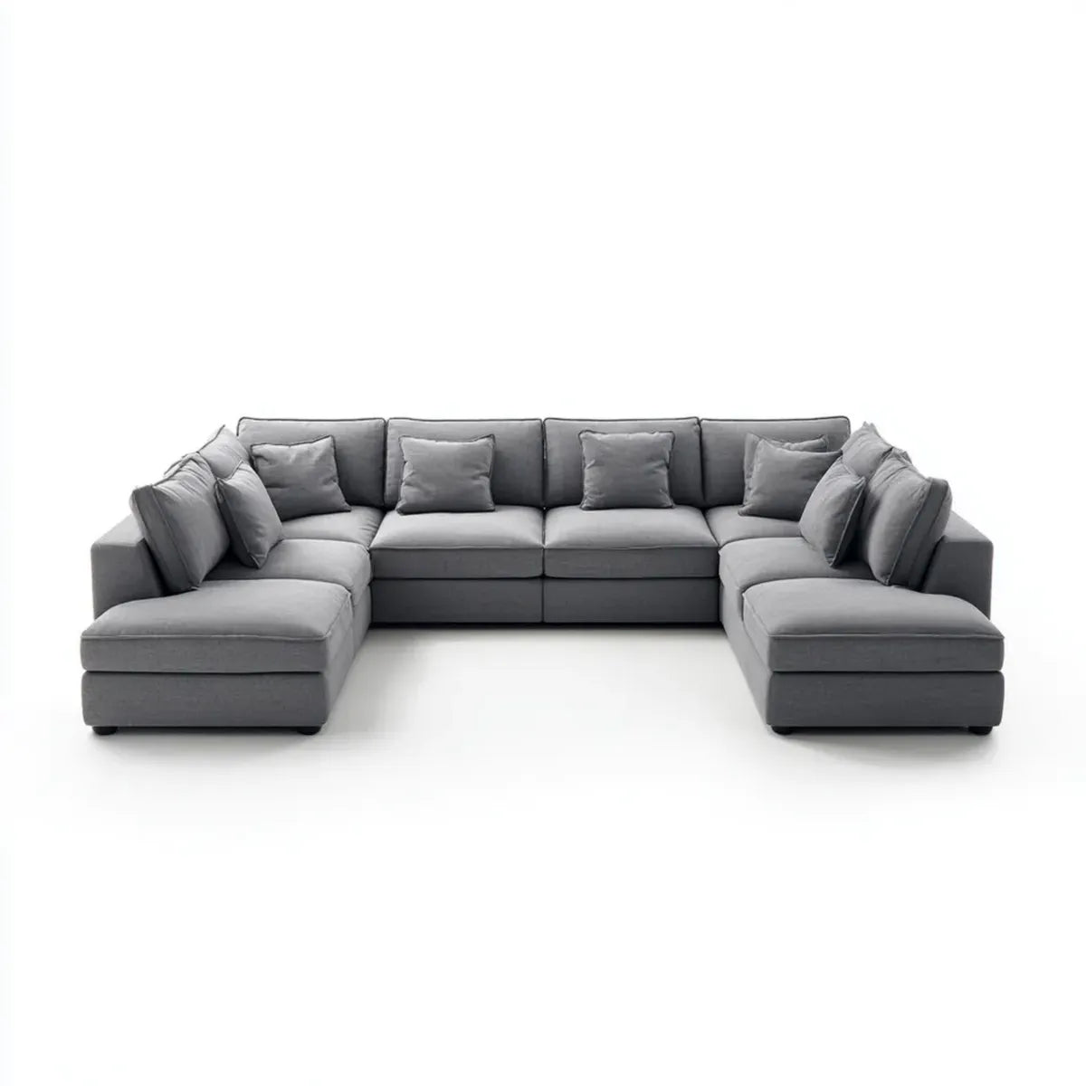 Divano angolare a U 5 posti grigio in poliestere 360 x 170 x 85 cm