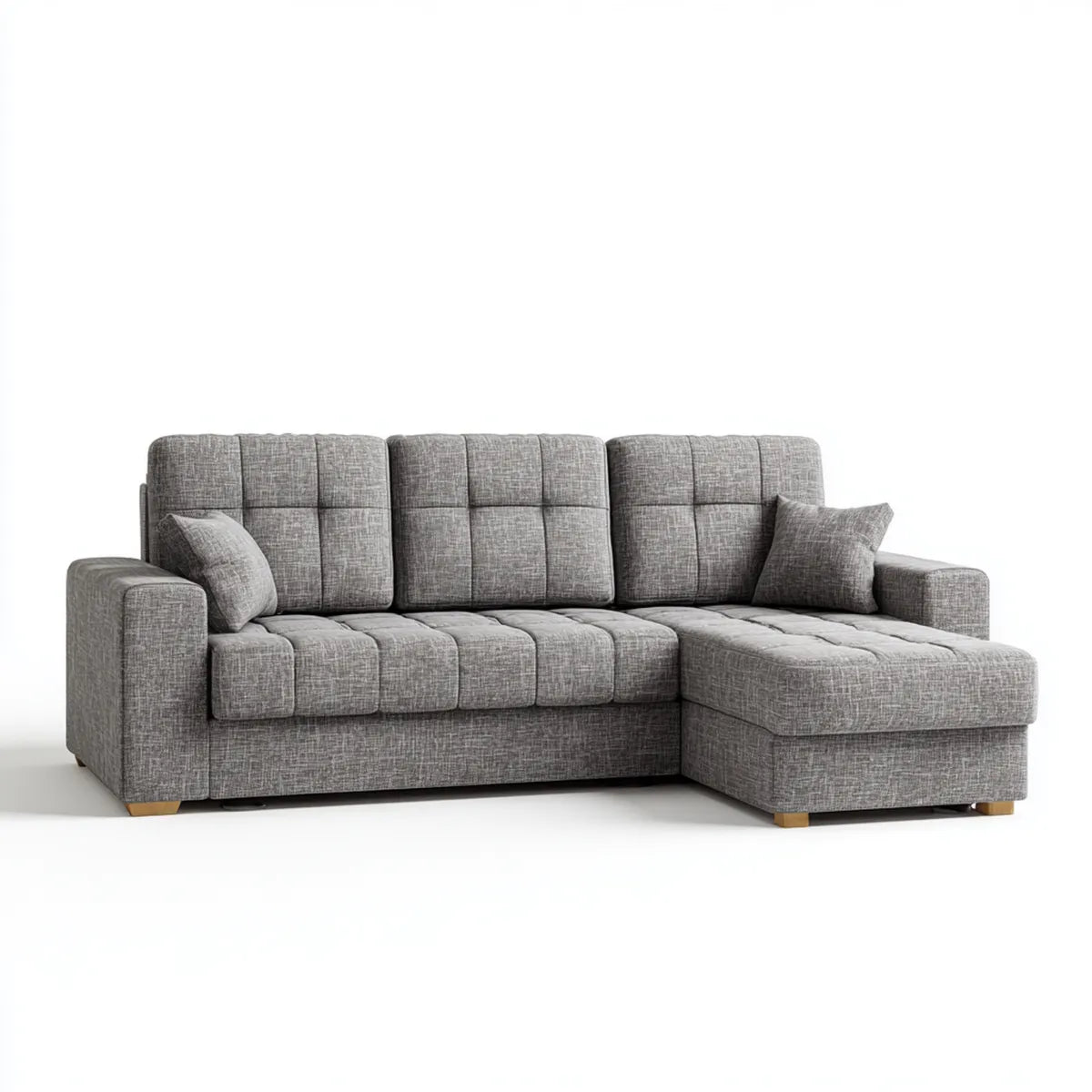 Divano angolare con chaise longue destra grigio 250 x 160 cm in poliestere a L