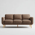 Divano 3 posti marrone in poliestere con gambe in legno massello forma rettilinea 210 x 85 x 88 cm