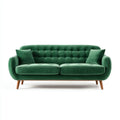 Divano 2 posti verde in velluto di poliestere lineare 180 x 85 x 82 cm