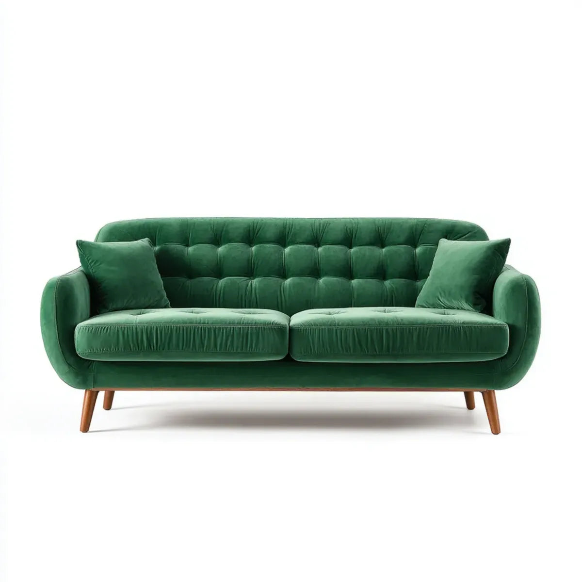 Divano 2 posti verde in velluto di poliestere lineare 180 x 85 x 82 cm