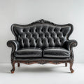 Divano 2 posti nero 160 x 85 x 110 cm in pelle sintetica PU con struttura in legno massello sagomata