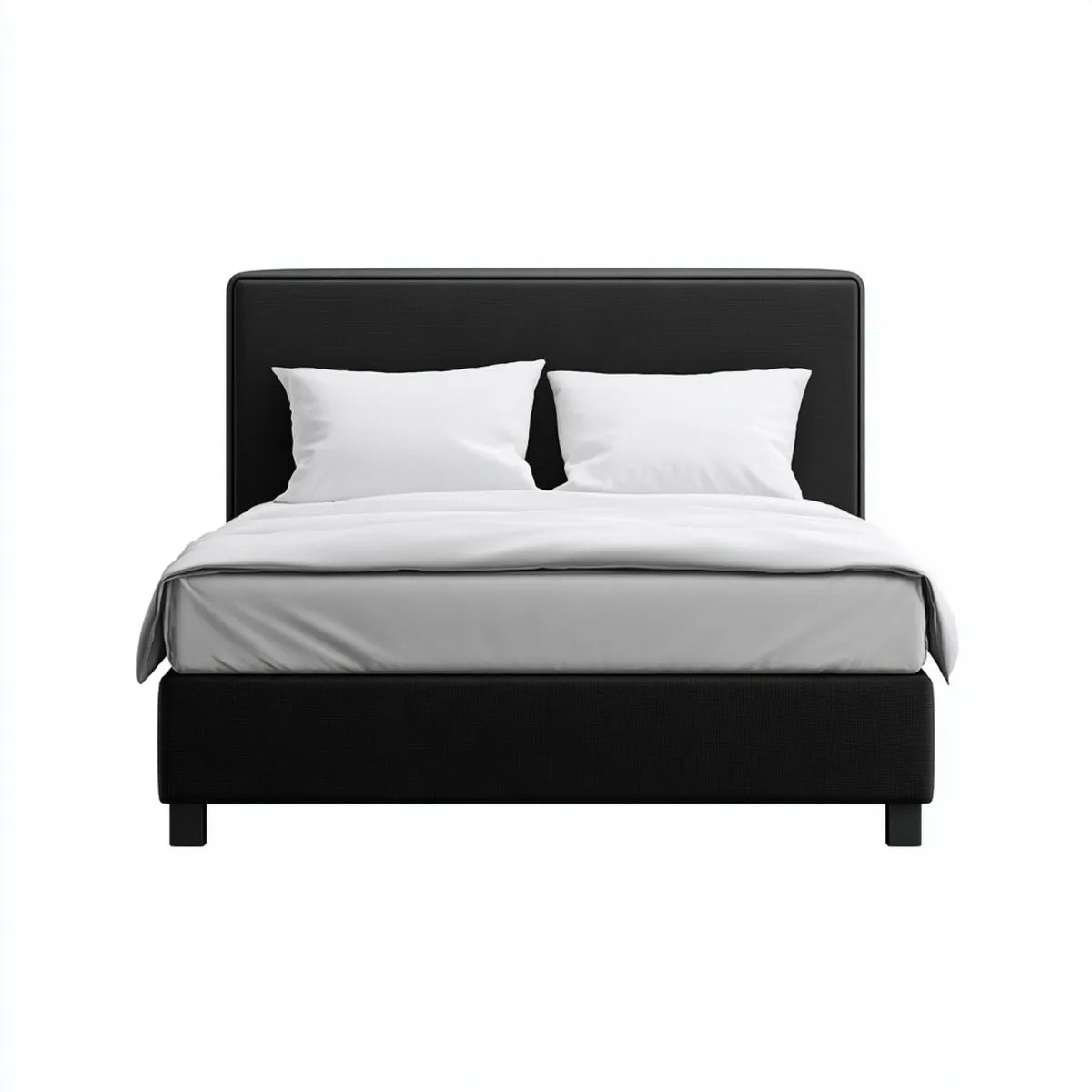 Letto matrimoniale imbottito nero 160 x 200 cm in poliestere rettangolare