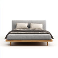 Letto matrimoniale imbottito grigio 160 x 200 cm in poliestere e legno massello rettangolare