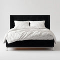 Letto matrimoniale imbottito nero 160 x 200 cm in velluto di poliestere rettangolare