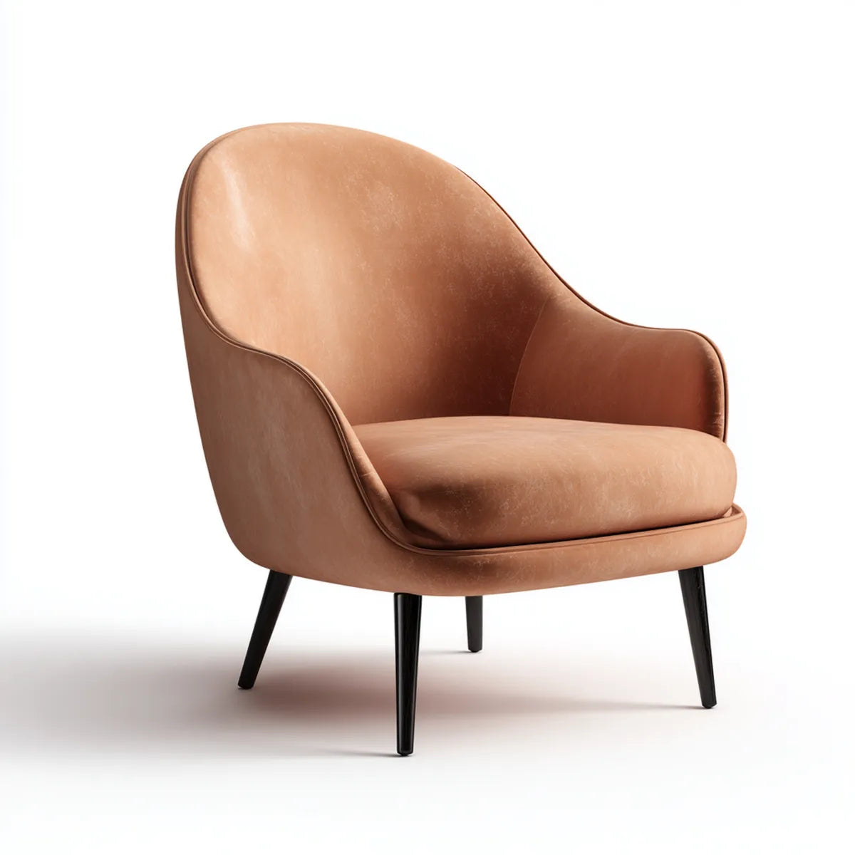 Poltrona imbottita marrone in microfibra di poliestere con gambe in acciaio forma arrotondata 78 x 75 x 84 cm