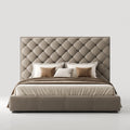 Letto matrimoniale imbottito tortora 160 x 200 cm in pelle sintetica PU rettangolare