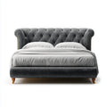 Letto matrimoniale imbottito grigio antracite 180 x 200 cm in velluto di poliestere con testiera capitonn¨¦ rettangolare