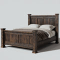 Letto matrimoniale marrone scuro 160 x 200 cm in legno massello di pino rettangolare