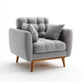 Poltrona soggiorno imbottita grigio chiaro 85 x 88 x 92 cm in poliestere con gambe in legno massello forma rettangolare