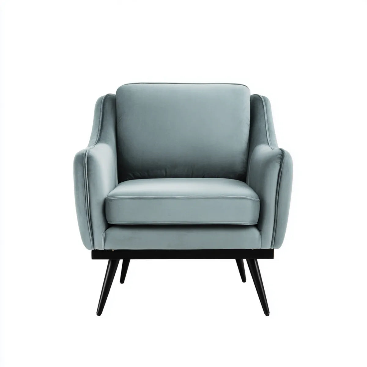 Poltrona da soggiorno blu grigio in velluto di poliestere con gambe in acciaio forma rettangolare 78 x 80 x 96 cm