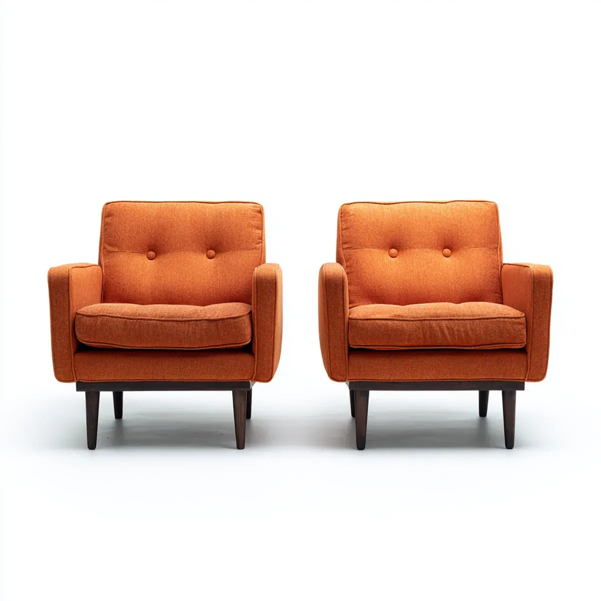 Set di 2 poltrone da soggiorno arancione 70 x 78 x 86 cm in poliestere con gambe in legno massello forma rettangolare