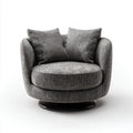 Poltrona girevole grigio scuro in poliestere con base circolare in acciaio 95 x 90 x 82 cm